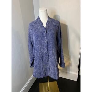 Bibi Blue Gauze Oversized Button-down top Size Small (B160310)